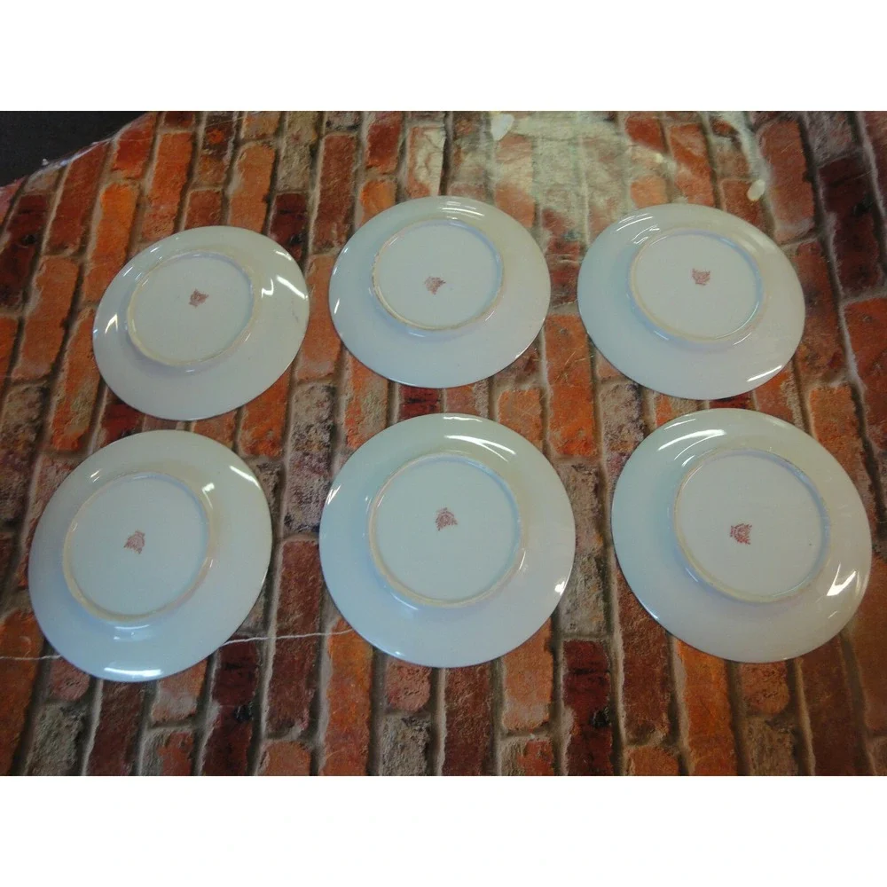 6 lot‎ hand painted japan stamped salad 7.25